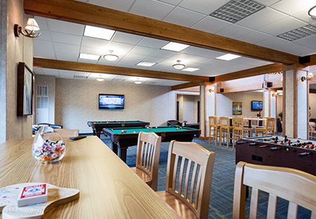 Recreation rooms for connecting with friends and colleagues